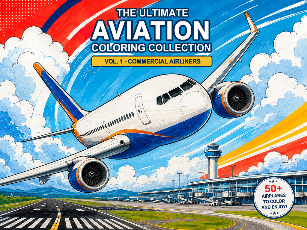 Libro para colorear de aviones comerciales